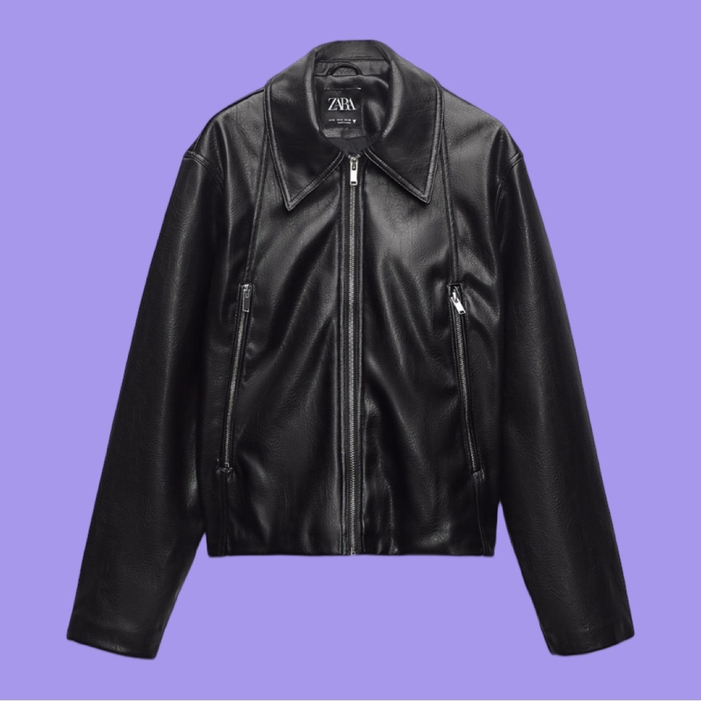 4/45$ BNWOT Faux leather zippered biker jacket | Zara